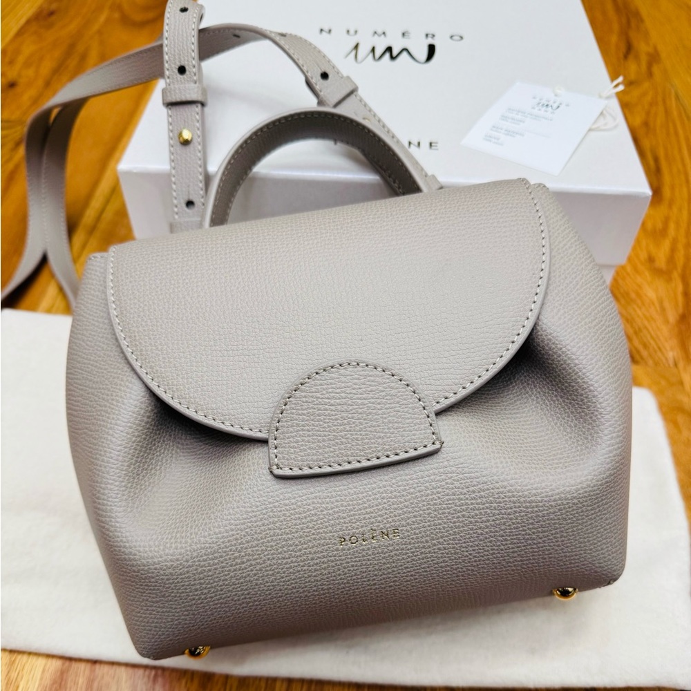 Polene numero un nano textured grey bag in excellent condition
